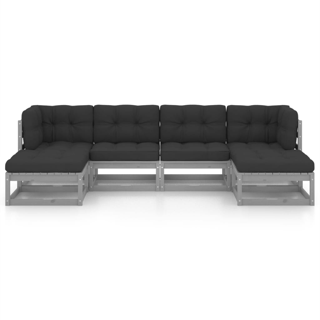 6-tlg. Garten-Lounge-Set mit Kissen Kiefer Massivholz